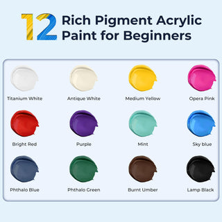 Ohuhu Acrylic Paint Set for Beginners with Tutorial