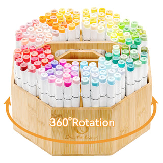Ohuhu 360° Bamboo Rotating Marker Organizer
