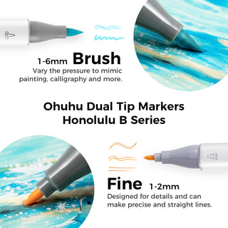 Ohuhu Honolulu 48 Pastel Colors Dual Tips Alcohol Art Markers-Sweetness
