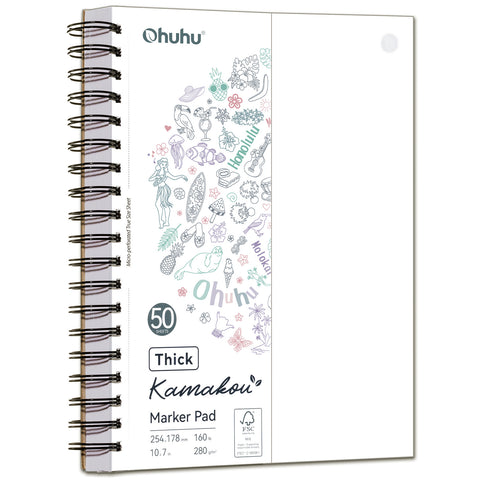 Ohuhu Heavyweight Bleedproof Double-Sided Marker Pad, Spiral-Bound - Kamakou