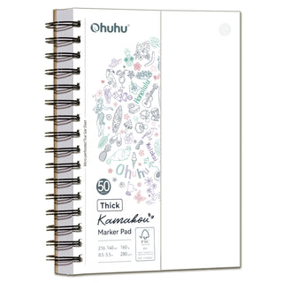 Ohuhu Heavyweight Bleedproof Double-Sided Marker Pad, Spiral-Bound - Kamakou