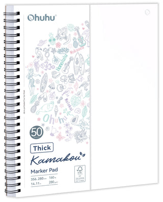 Ohuhu Heavyweight Bleedproof Double-Sided Marker Pad, Spiral-Bound - Kamakou