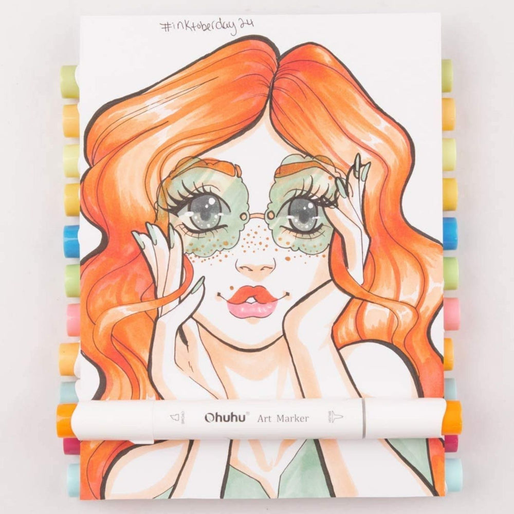 Ohuhu Honolulu 24 Basic Colors Dual Tips Alcohol Art Markers (Brazil Domestic Shipping)