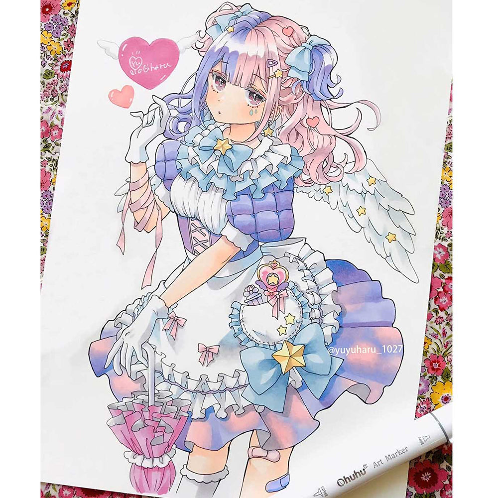 Ohuhu Oahu 48 Pastel Colors Dual Tips Alcohol Art Markers, Fine & Chisel (Brazil Domestic Shipping)