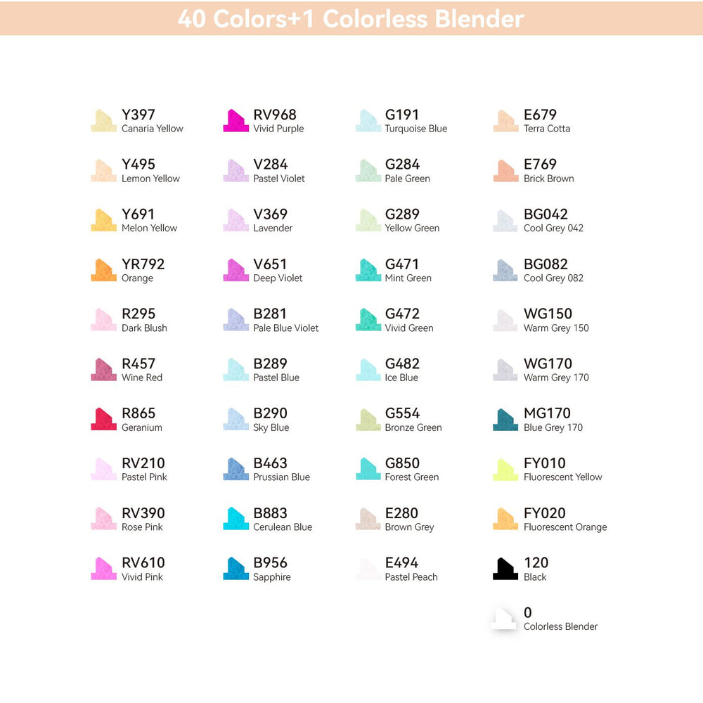 Ohuhu Oahu 40 Colors Dual Tips Alcohol Art Markers, Fine & Chisel (Brazil Domestic Shipping)