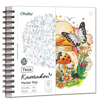 Ohuhu Heavyweight Bleedproof Double-Sided Marker Pad, Spiral-Bound - Kamakou