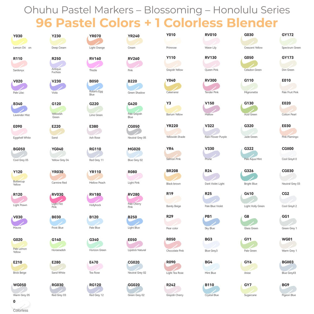 Ohuhu Honolulu 96 Pastel Colors Alcohol Art Markers - Sweetness & Blossoming (Brazil Domestic Shipping)