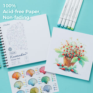 Ohuhu Heavyweight Bleedproof Double-Sided Marker Pad, Spiral-Bound - Kamakou