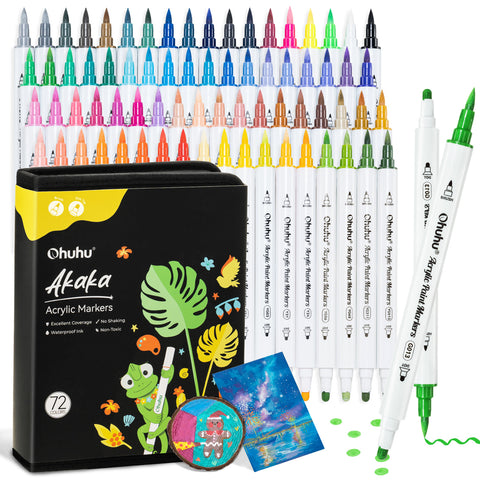 Ohuhu Acrylic Paint Markers Cotton-core 72 Colors - Akaka