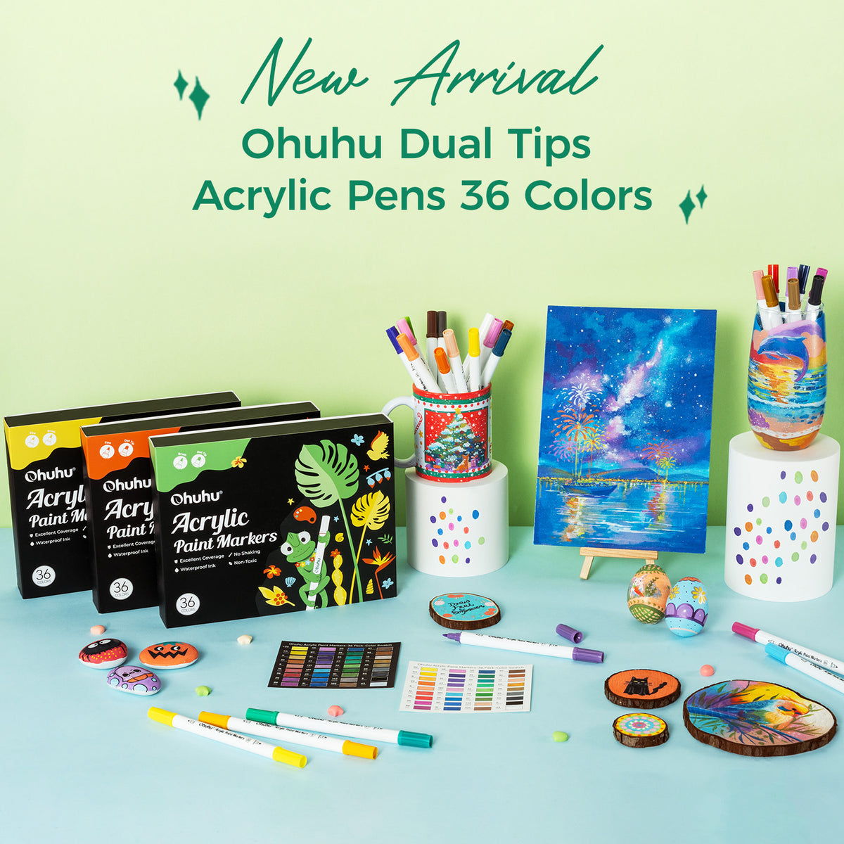 Ohuhu Acrylic Paint Markers Cotton-core 36 Colors - Akaka