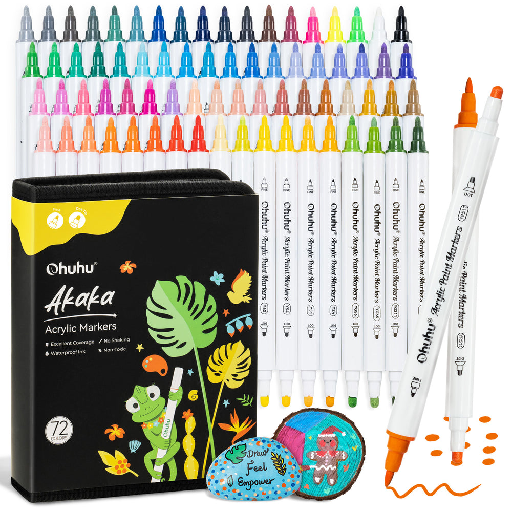 Ohuhu Acrylic Paint Markers Cotton-core 72 Colors - Akaka