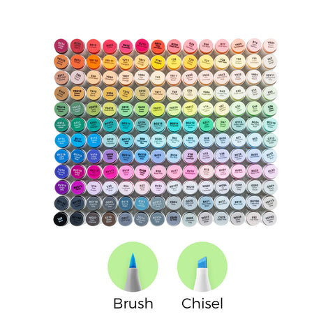 Ohuhu Honolulu 168 Colors Dual Tips Alcohol Art Markers (Brazil Domestic Shipping - New Color Codes)