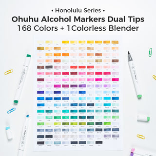 Ohuhu Honolulu 168 Colors Dual Tips Alcohol Art Markers (New Color Codes)
