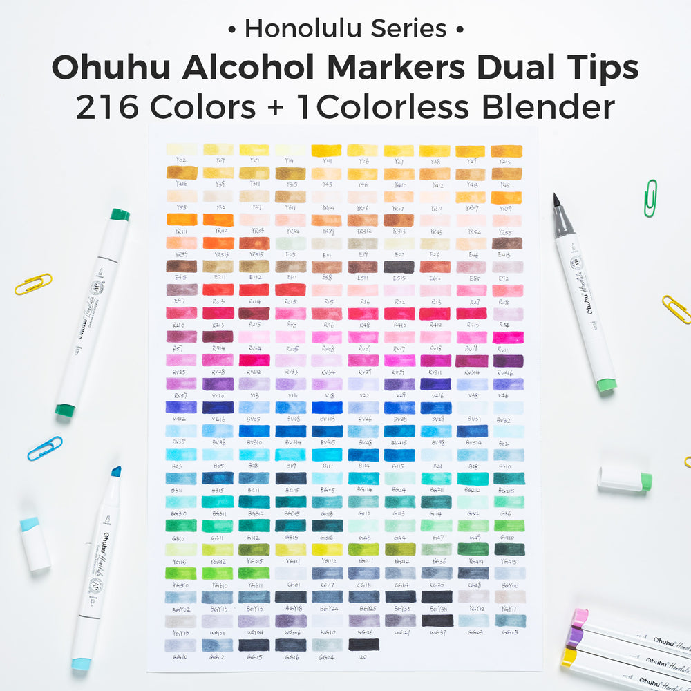 Ohuhu Honolulu 216 Colors Dual Tips Alcohol Art Markers (Brazil Domestic Shipping)