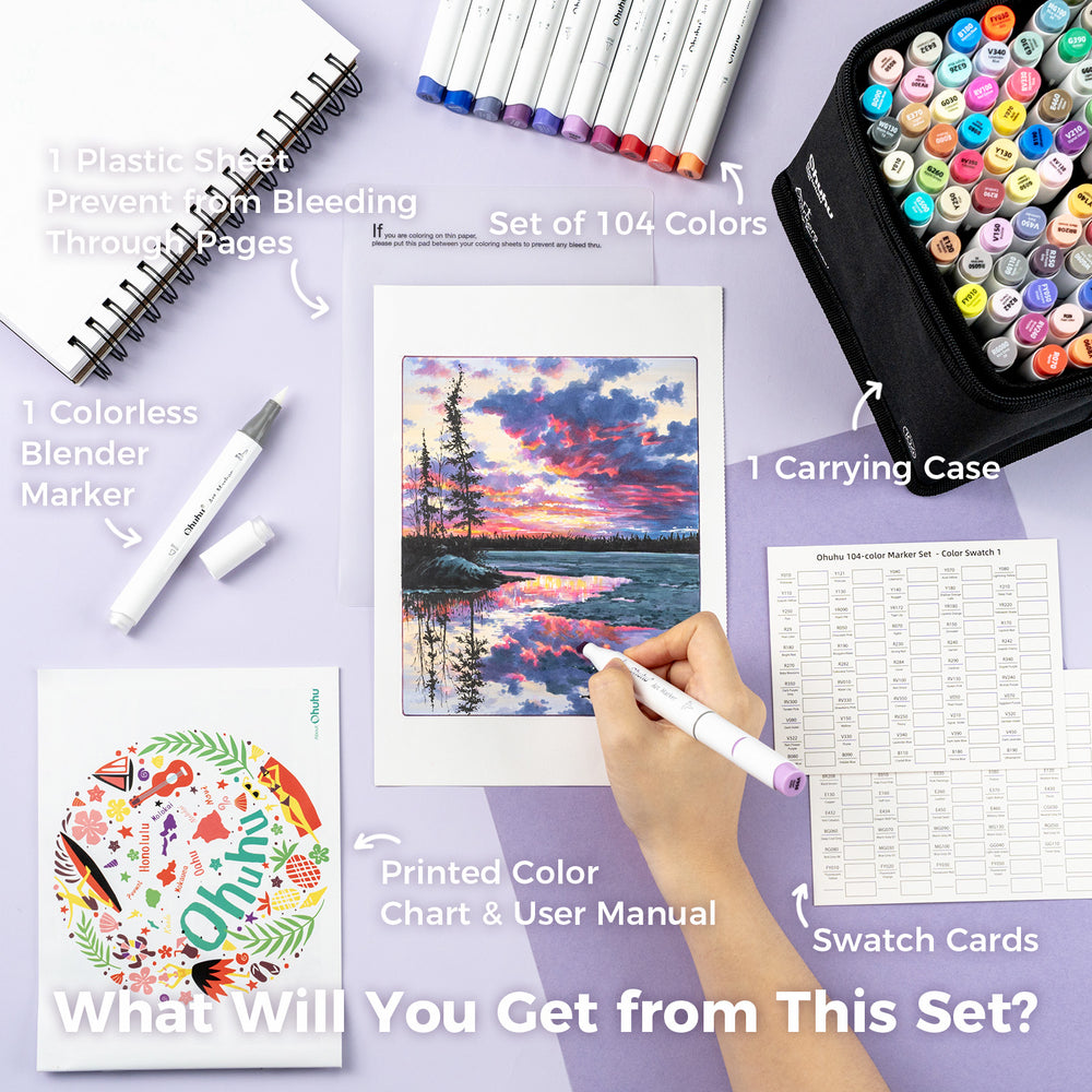 Ohuhu Honolulu 104 Colors Dual Tips Alcohol Art Markers (Brazil Domestic Shipping)