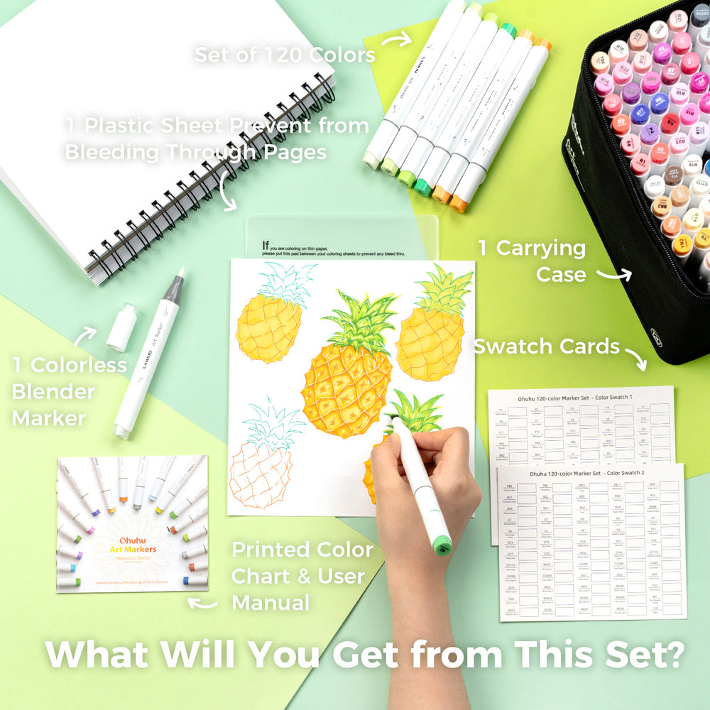 Ohuhu Honolulu 120 Colors Dual Tips Alcohol Art Marker (Brazil Domestic Shipping)