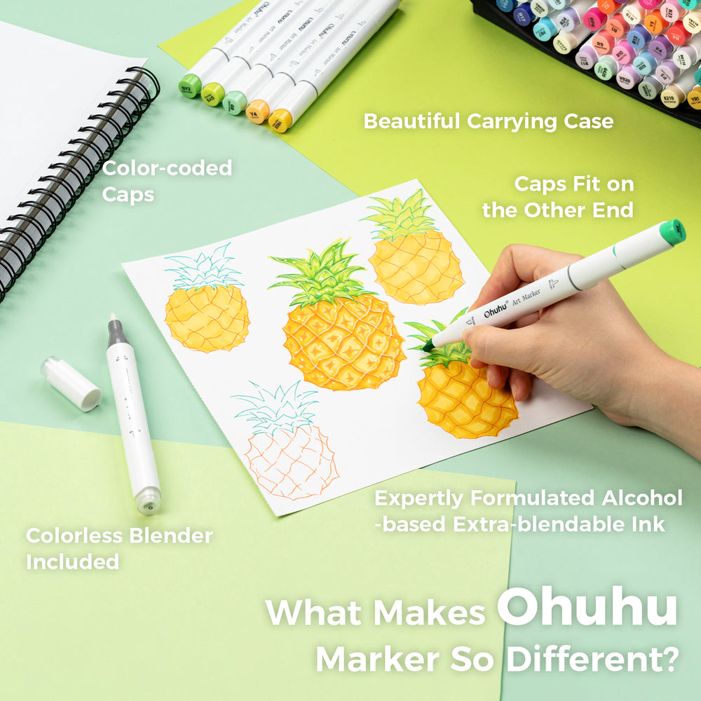 Ohuhu Honolulu 168 Colors Dual Tips Alcohol Art Markers (Brazil Domestic Shipping)
