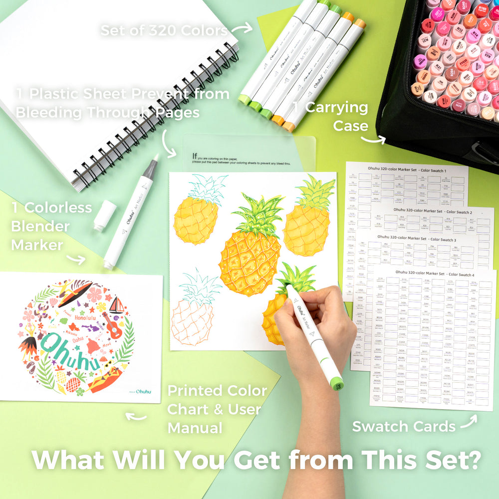 Ohuhu Honolulu 320 Colors Dual Tips Alcohol Art Markers (Brazil Domestic Shipping)