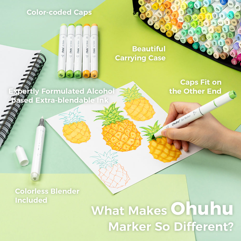 Ohuhu Honolulu 320 Colors Dual Tips Alcohol Art Markers (Brazil Domestic Shipping)