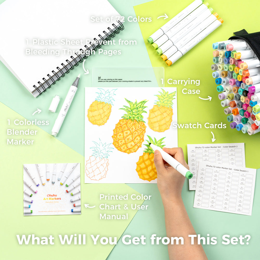 Ohuhu Honolulu 72 Colors Dual Tips Alcohol Art Markers (Brazil Domestic Shipping)