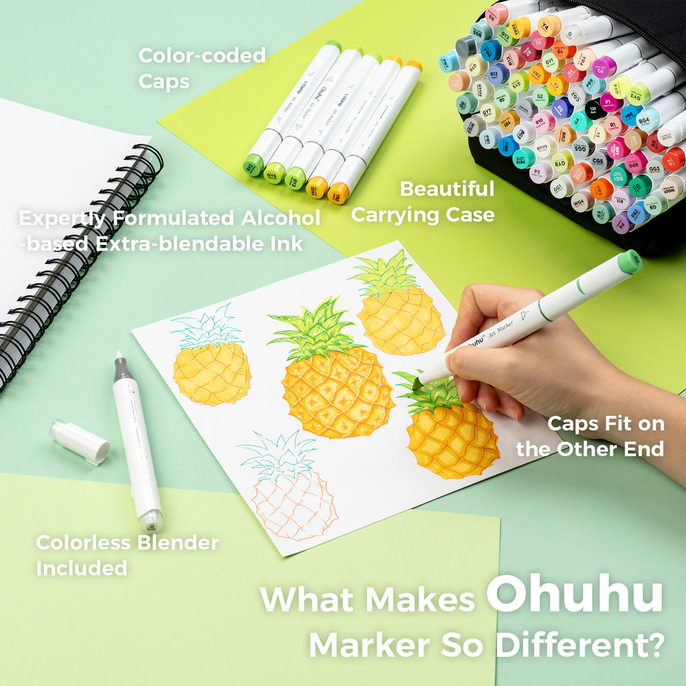 Ohuhu Honolulu 72 Colors Dual Tips Alcohol Art Markers (Brazil Domestic Shipping)