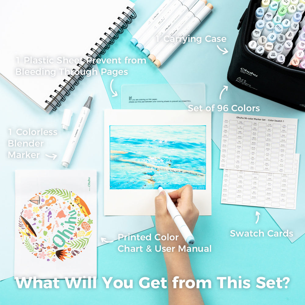 Ohuhu Honolulu 96 Pastel Colors Alcohol Art Markers - Sweetness & Blossoming (Brazil Domestic Shipping)