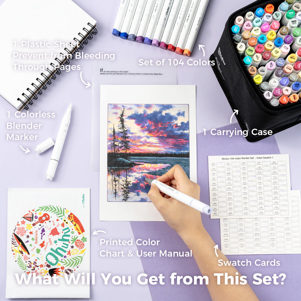 Ohuhu Honolulu 104 Colors Dual Tips Alcohol Art Markers (Brazil Domestic Shipping)