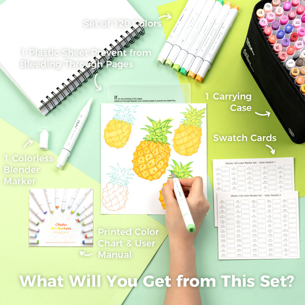 Ohuhu Honolulu 120 Colors Dual Tips Alcohol Art Marker (Brazil Domestic Shipping)