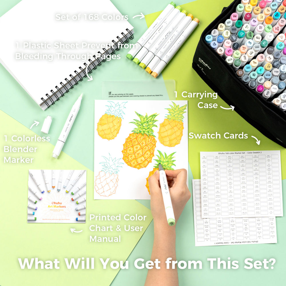 Ohuhu Honolulu 168 Colors Dual Tips Alcohol Art Markers (Brazil Domestic Shipping)