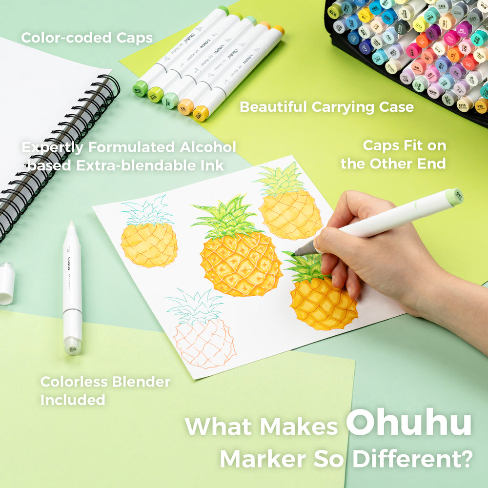 Ohuhu Honolulu 168 Colors Dual Tips Alcohol Art Markers (Brazil Domestic Shipping)