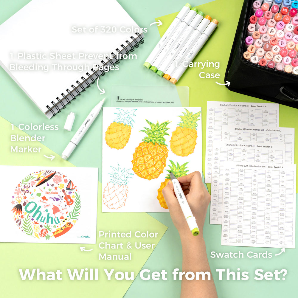 Ohuhu Honolulu 320 Colors Dual Tips Alcohol Art Markers (Brazil Domestic Shipping)