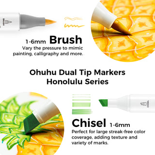 Ohuhu Honolulu 120 Colors Dual Tips Alcohol Art Marker (New Color Codes)