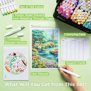 Ohuhu Honolulu 168 Colors Dual Tips Alcohol Art Markers (New Color Codes)