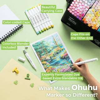 Ohuhu Honolulu 216 Colors Dual Tips Alcohol Art Markers (New Color Codes)