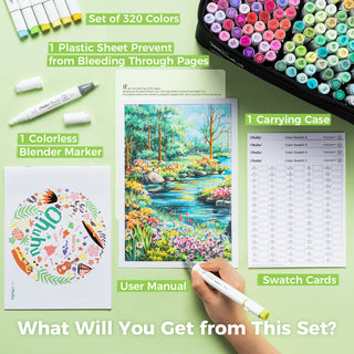 Ohuhu Honolulu 320 Colors Dual Tips Alcohol Art Markers (New Color Codes)