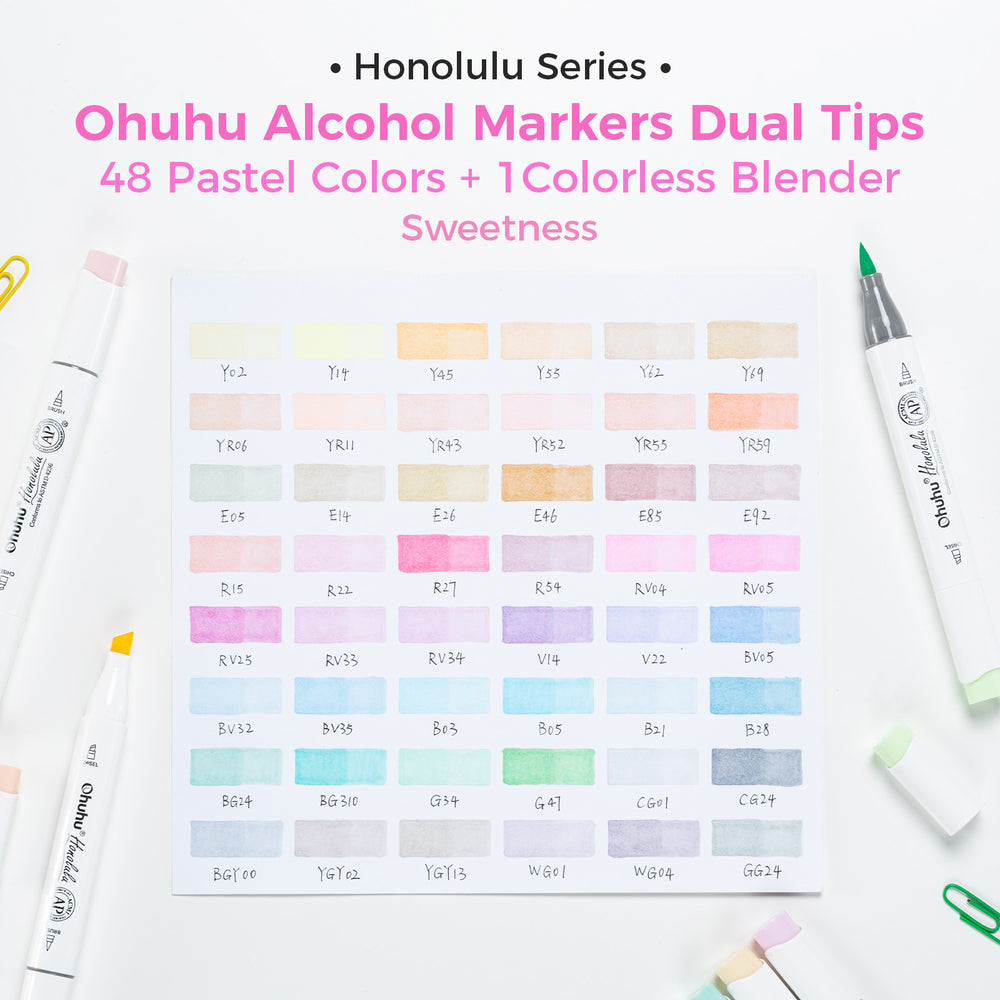 Ohuhu Honolulu 48 Pastel Colors Dual Tips Alcohol Art Markers (Brazil Domestic Shipping)