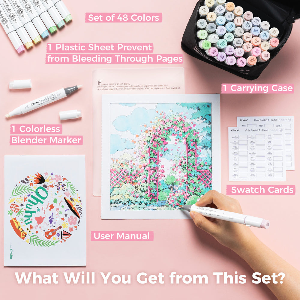 Ohuhu Honolulu 48 Pastel Colors Dual Tips Alcohol Art Markers (Brazil Domestic Shipping)