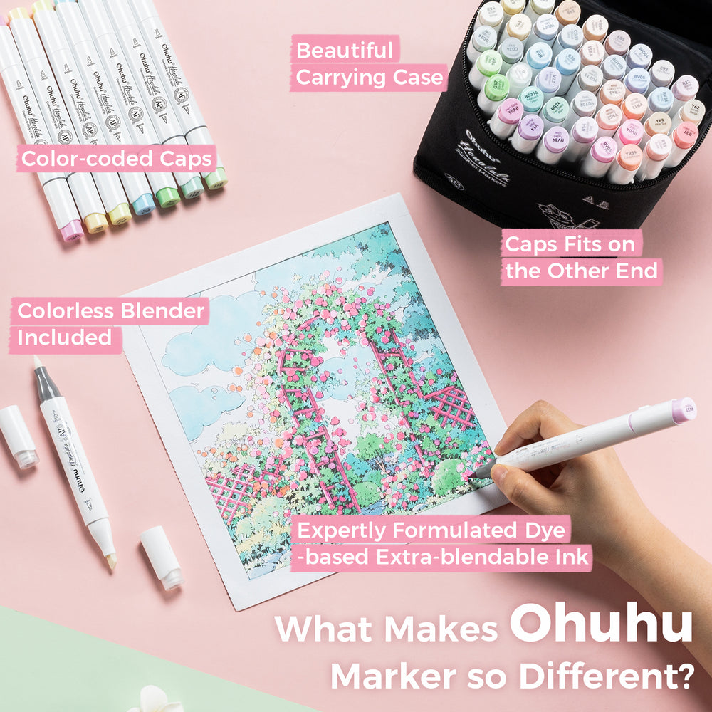 Ohuhu Honolulu 48 Pastel Colors Dual Tips Alcohol Art Markers (Brazil Domestic Shipping)