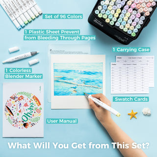 Ohuhu Honolulu 96 Pastel Colors Alcohol Art Markers - Sweetness & Blossoming (New Color Codes)