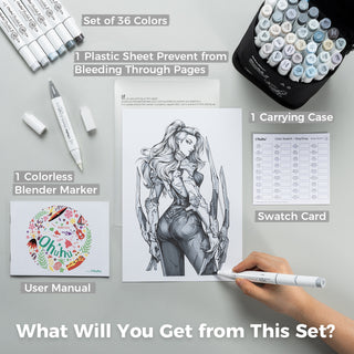 Ohuhu Honolulu 36 Gray Tone Colors Dual Tips Alcohol Art Markers (Brazil Domestic Shipping)