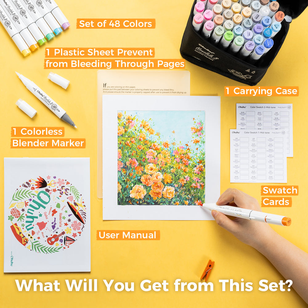 Ohuhu Honolulu 48 Mid-tone Colors Dual Tips Alcohol Art Markers (Brazil Domestic Shipping)