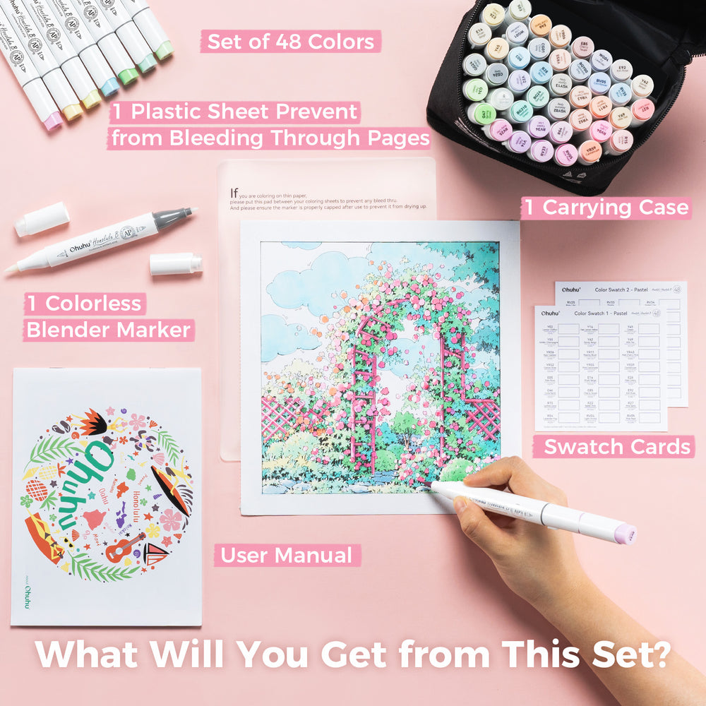 Ohuhu Honolulu 48 Pastel Colors Dual Tips Alcohol Art Markers (Brazil Domestic Shipping)