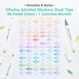 Ohuhu Honolulu 96 Pastel Colors Alcohol Art Markers - Sweetness & Blossoming (New Color Codes)