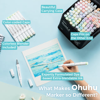 Ohuhu Honolulu 96 Pastel Colors Alcohol Art Markers - Sweetness & Blossoming (New Color Codes)