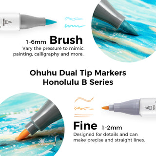 Ohuhu Honolulu 96 Pastel Colors Alcohol Art Markers - Sweetness & Blossoming (New Color Codes)