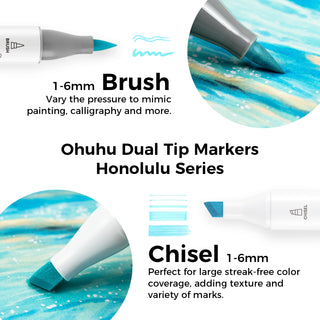 Ohuhu Honolulu 96 Pastel Colors Alcohol Art Markers - Sweetness & Blossoming (New Color Codes)
