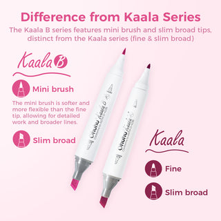 Ohuhu Kaala B Dual Tips Alcohol Art Markers, Slim Broad & Mini Brush (New Color Codes)