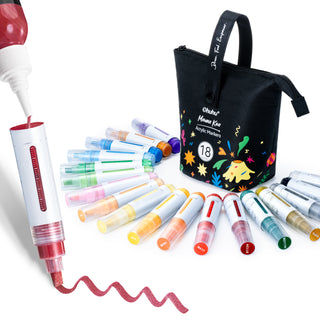 Ohuhu Acrylic Paint Markers 18 Colors Reversible Tip Jumbo Chisel ＆ Round- Mauna Kea
