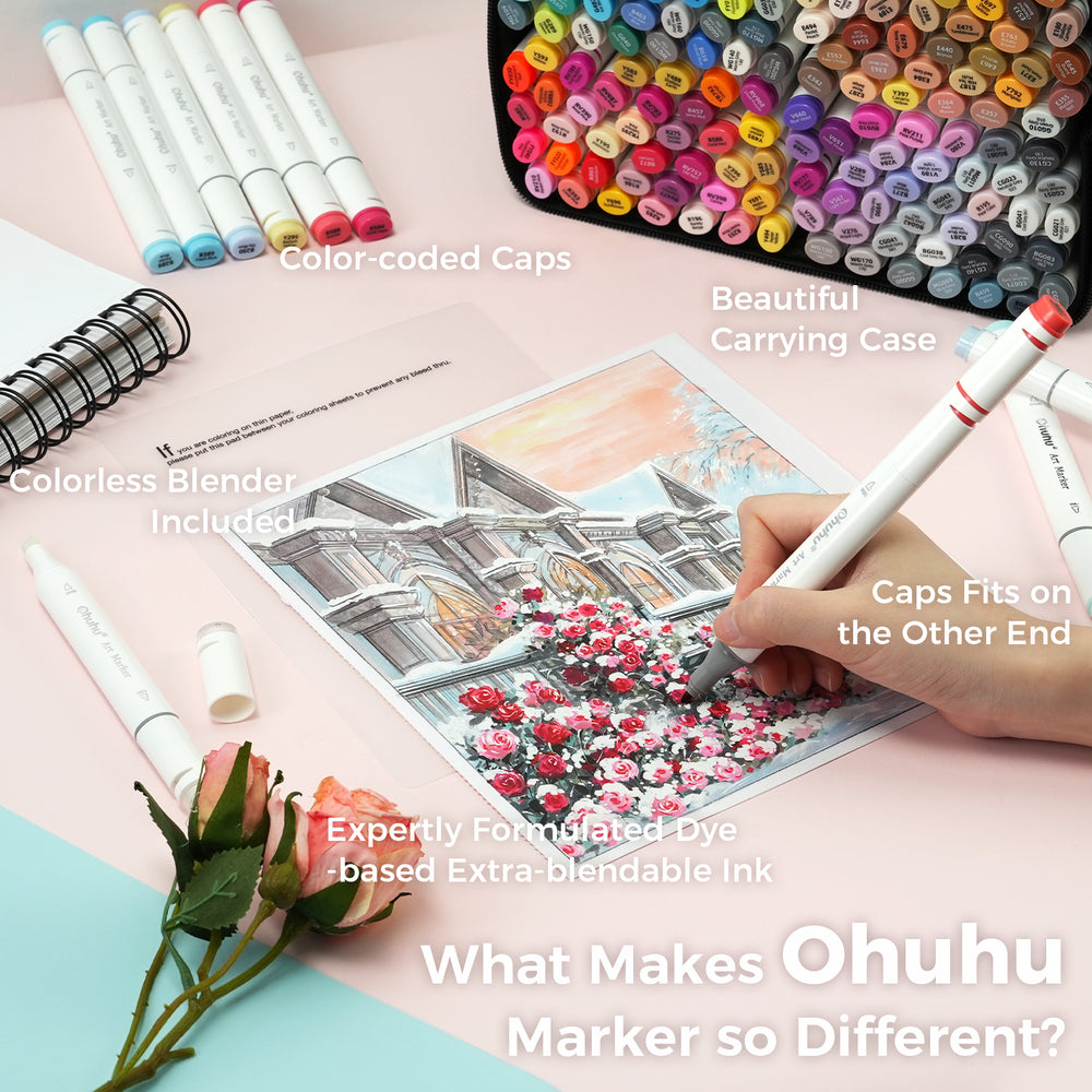 Ohuhu Oahu 160 Colors Dual Tips Alcohol Art Markers, Fine & Chisel (Brazil Domestic Shipping)