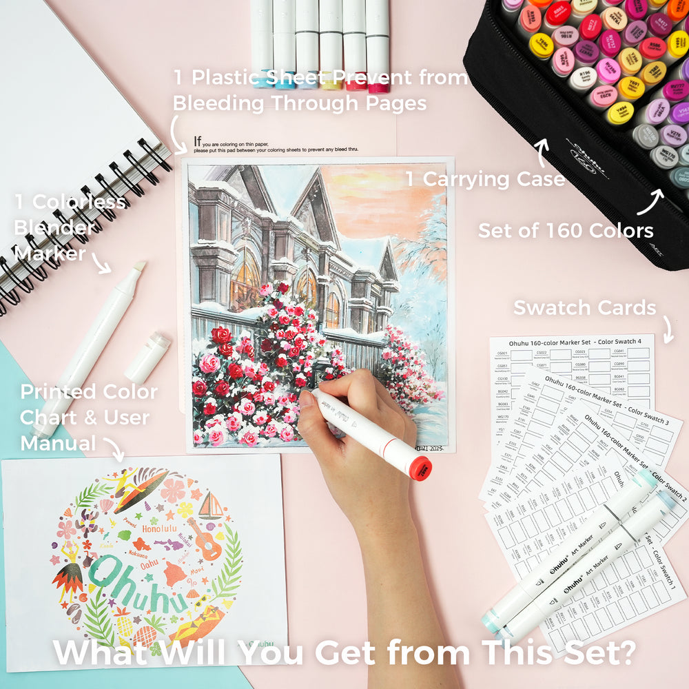 Ohuhu Oahu 160 Colors Dual Tips Alcohol Art Markers, Fine & Chisel (Brazil Domestic Shipping)